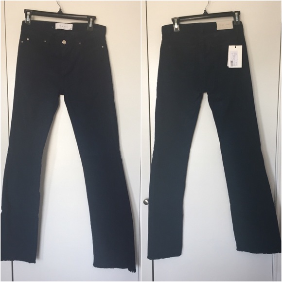 IRO Navy Cotton Flared Corduroy Pants 26 Fray Midrise NWT $350 Tall - Picture 3 of 8